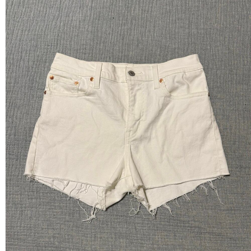 Levi’s White Denim Raw Hem Cut Off Shorts Women’s Size 29